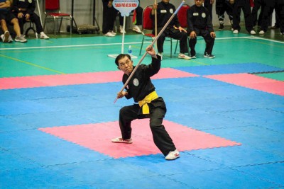 Võ sư cao cấp Võ Văn Tính thể hiện bài Roi Thái Sơn